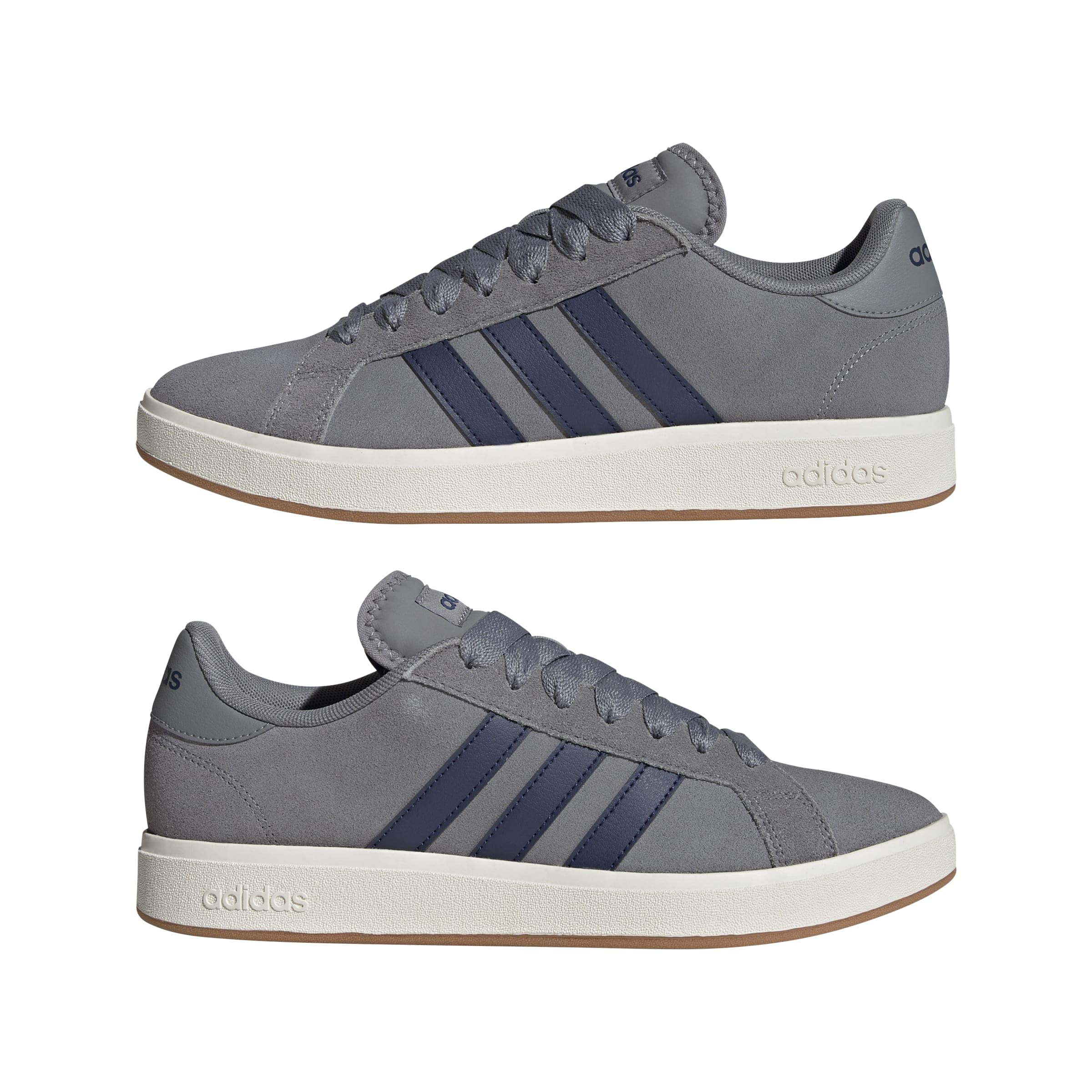 Adidas Herren Grand Court Base 00s Shoes, Grey Three/Dark Blue/Off White, 44 2/3 EU 6