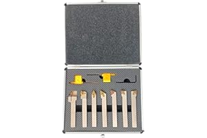 MABUARN 1/2" Shank Nickel Plated Turning Holders 7 Sets CNC Lathe Turning Tool Holders with Indexable Carbide Inserts for Turning Grooving Cutting Threading