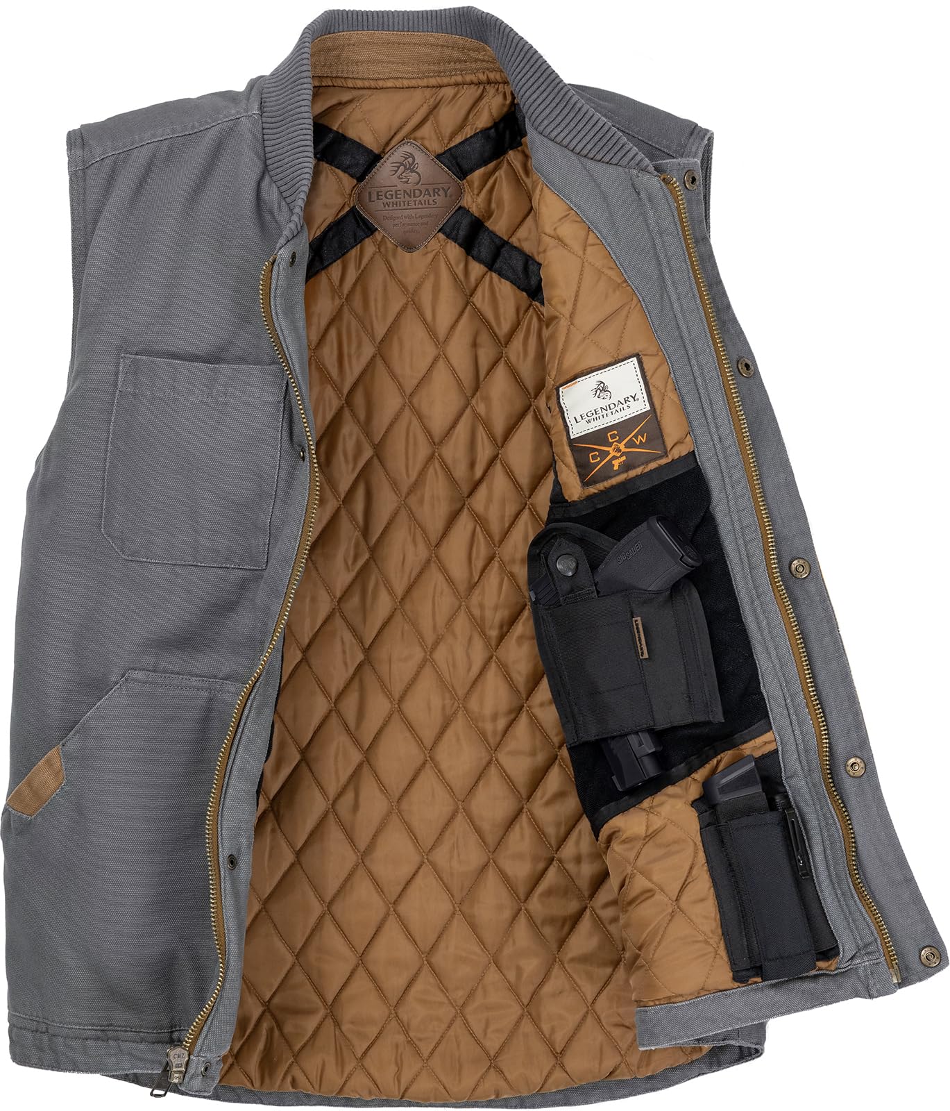 Legendary Whitetails Mens Concealed Carry CCW Canvas Two Holster Vest, Charcoal, 2XL Image