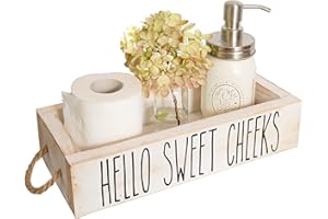 MAINEVENT Nice Bathroom Decor Box, One Box with Print on 2 Sides Farmhouse Half Bath Decor Toilet, Rustic Bathroom Organizer, Hello Sweet Cheeks