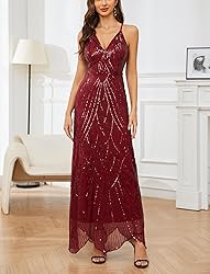 Women's V Neck Spaghetti Straps Sequin Sparkly
