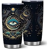 ATHAND Evil Eye Coffee Tumbler Cup,20 OZ Insulated Stainless Steel Tumblers with Lid,Evil Eye Decor Gifts for Home Mom Women Blessing Gifts,1 Pcs