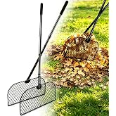 AugFir Long Handle Leaf Grabber for Seniors, 35.6", No Bending Yard Rake | All-metal lightweight 3.57 lb, 15.7" wide head, picks up leaves grass twigs, effortless yard cleanup