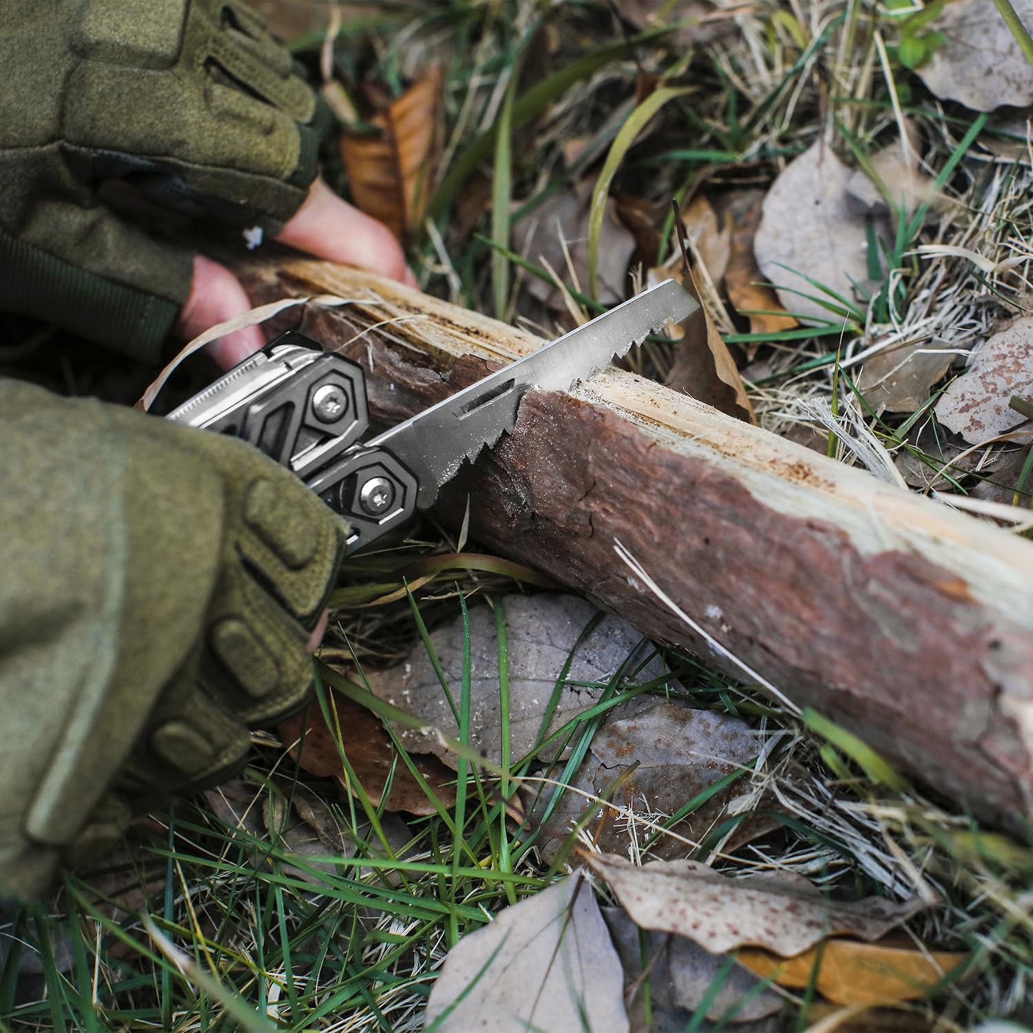 Mossy Oak Multifunktionszange,21 in 1 Multi-Tool Multifunktion mit Zange Klappmesser, Faltbares Multitool, Camping Wandern Reparieren,inkl tragbare Tasche 7