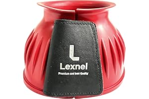 Lexnel Rubber Horse Bell Boots – Durable Overreach Protection & Secure Hook-and-Loop Closure (L-Red)