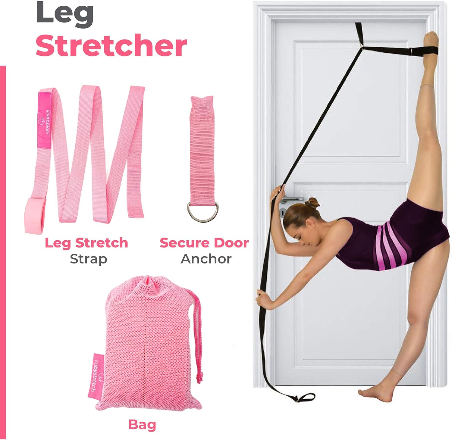 Leg Stretcher Strap – Adjustable Ballet Stretch Strap with Door Anchor to Improve Flexibility, Easy to Install Split Trainer Stretching Equipment for Ballet, Dance, Yoga, Gymnastics or Cheer : Sports & Outdoors