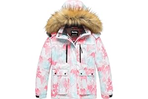 Pursky Girl's Waterproof Ski Jacket Kids Winter Snow Coats Fleece Raincoat Parka