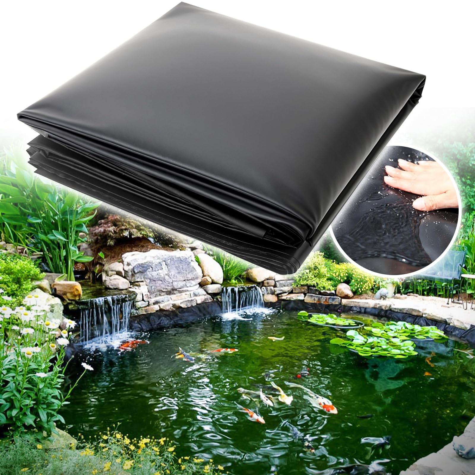 Large Fish Pond Liner Gardens Pools Membrane Reinforced Landscaping 3M*2M (10S(0.08mm))