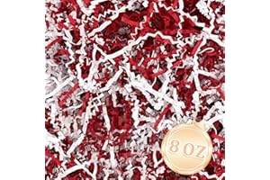 Zankubom 1/2LB Crinkle Cut Paper Shred Filler Great for Gift Wrapping, Basket Fillers, Birthday, Gift Wrapping, Anniversary, Halloween Christmas Party Decor Filling Supplies Red White