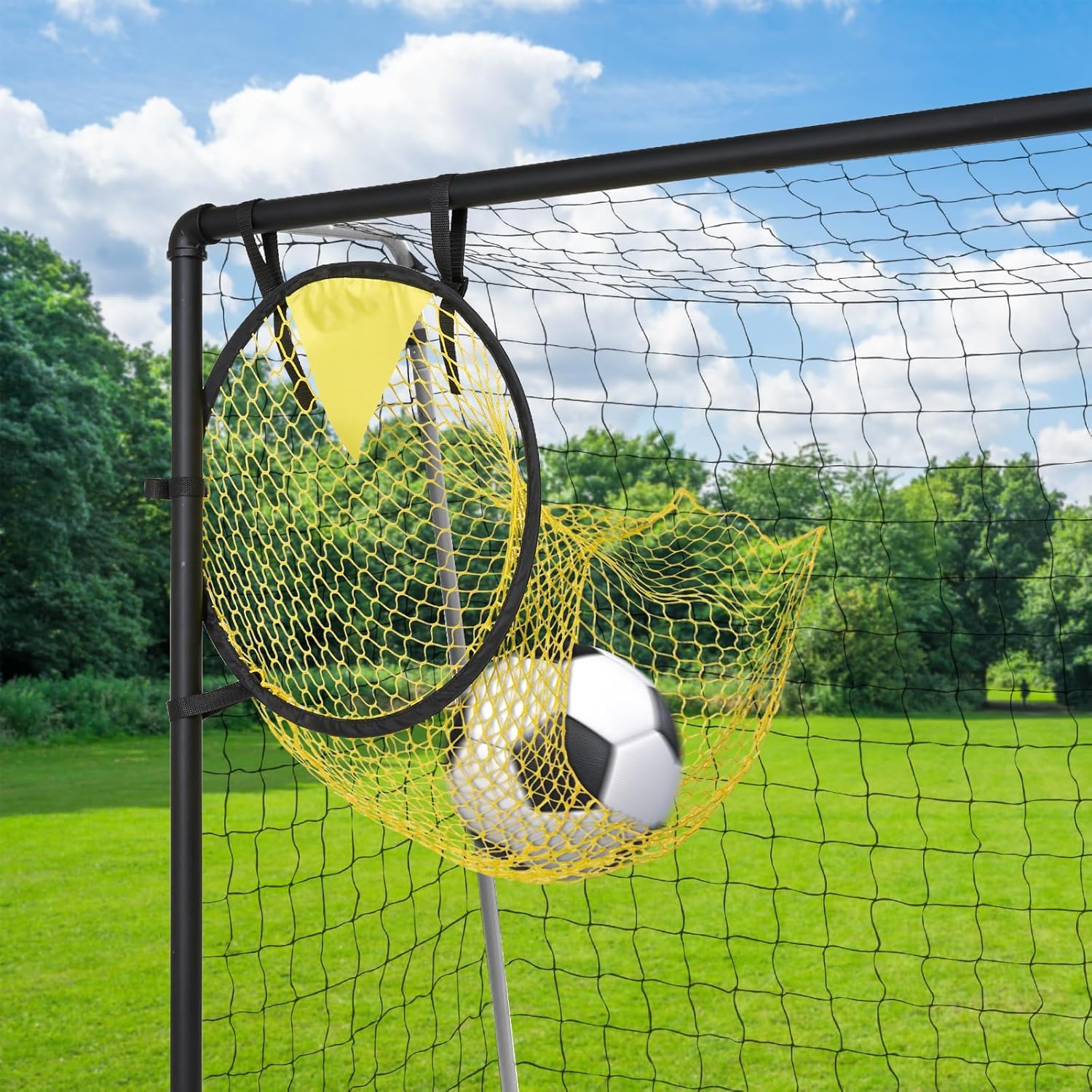 2 Stück Fußballtor Zielnetz, 45 x 60CM Fussball Ziel mit Rahmen Top Bins Fussballtore für Schießgenauigkeit Verbesserung Fußball Training Zubehör für Kinder, Erwachsene 4