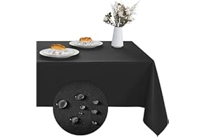 XWZO Black Table Cloths Rectangular 60 x 84 Inch, Waterproof Rectangle Table Cloth Stain Resistant Tablecloth, Spillproof Was
