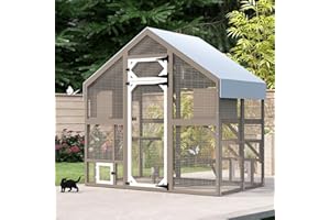 MAGAZOOPET 71" H Catio Outdoor Cat Enclosure Weatherproof, Large Walk-in Catio Cat Patio Attached Window for Multiple Cats, Waterproof Kitty Enclosure Outside with 2 Condos, 6 Platforms