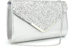 McBecdy Clutch Purse for Women,Evening Bag Sparkling Handbag with Detachable Chain, Envelope Clutch For Wedding Party