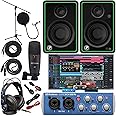 PreSonus AudioBox 96 Audio Interface Full Studio Bundle with Studio One Artist Software Pack with Mackie New! CR3-X BT Creative Multimedia Bluetooth Monitors and 1/4” Instrument Cables