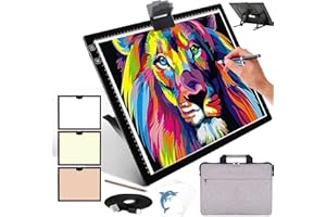 Rechargeable A3 Light Box with Built-in Foldable Stand and Carry Bag, iVAOOZE Wireless Light Pad for Cricut Vinyl, Weeding Tools, Diamond Painting, Drawing Crafting Light Board for Tracing, Sketching