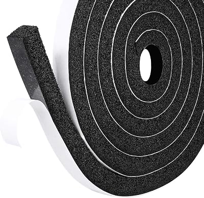 fowong Draught Excluder Tape 12mm x 12mm x 2m 2 Rolls Weather Stripping