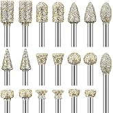 60 Grit Diamond Grinding Bits Compatible with Dremel Rotary Tool, 20 Pcs Stone Carving Diamond Drill Bits with 1/8 Inch Shank for Stone Carving, DIY Grinding, Polishing, Engraving