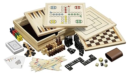 Philos 3099 - Holz-Spielesammlung, klein, mit 10 Spielmöglichkeiten