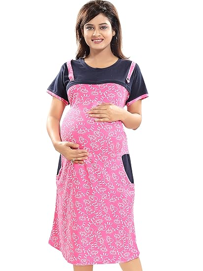 Women Printed Maternity Feeding Nighty