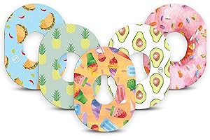 ExpressionMed - Adhesive Patch for Dexcom G7 and Stelo (5-Pack) - Pre-Cut, Waterproof, Non-Fraying CGM Tape (Tasty/Yummy Foods)