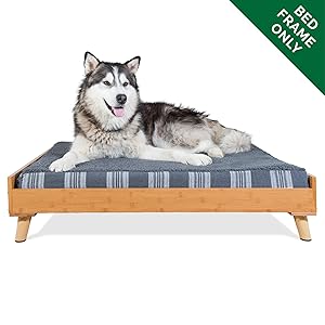 Furhaven Pet Dog Bed Frame | Mid-Century Modern Style Bed Frame Furniture for Pet Beds & Mattresses, Bamboo, Jumbo