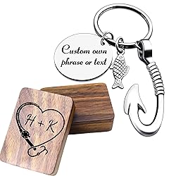 Kooer Personalized Fishing Keychain, Custom Fishing