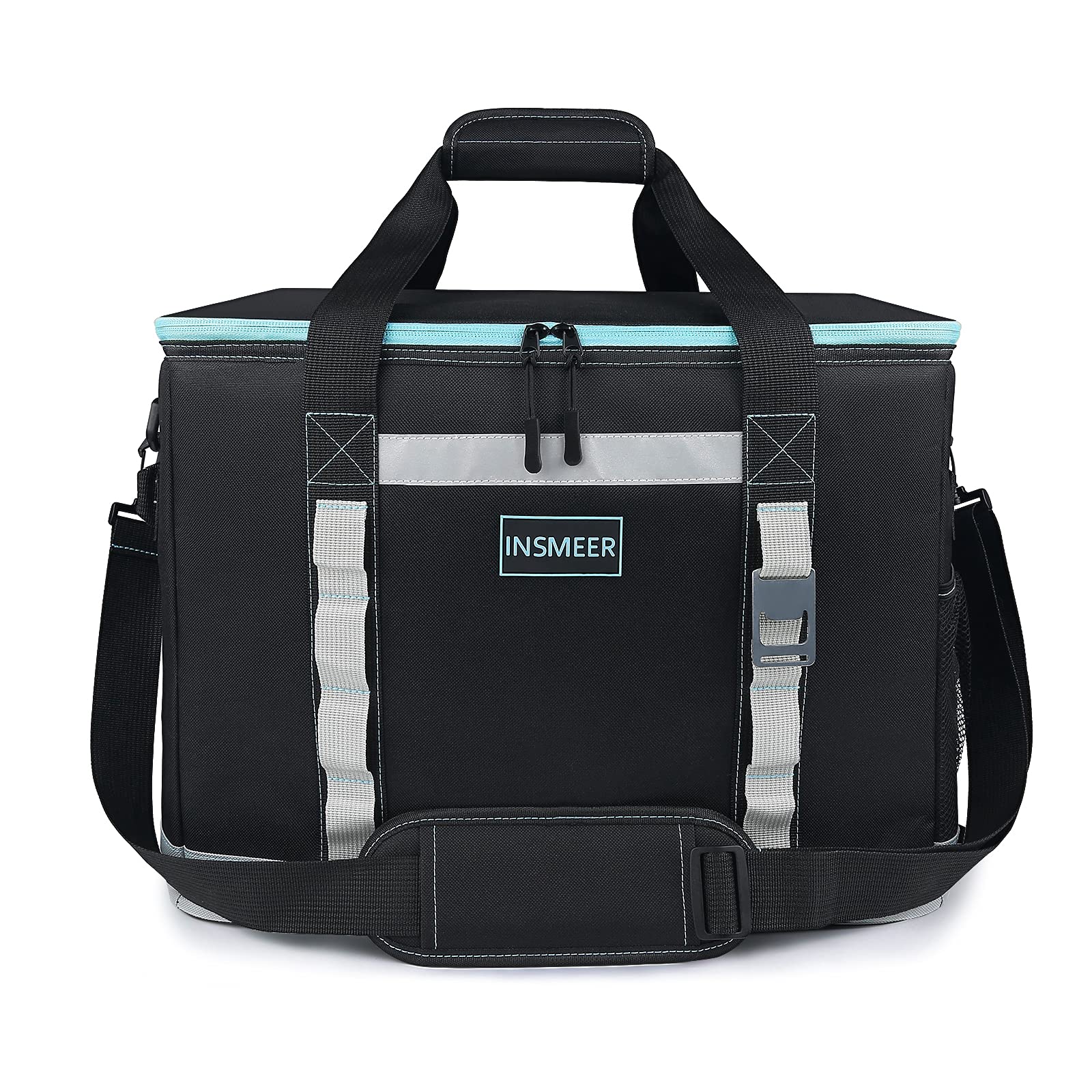 INSMEER Large Cool Bag 48L, Soft Cooler Insulated Bags 65 Cans Foldable/Collapsible/Leakproof with Opener&Padded Shoulder Strap, Portable Thermal Bag for Beach Picnic Shopping Camping Family