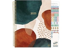 bloom daily planners 2025 (8.5" x 11") Calendar Year Day Planner (January 2025 - December 2025) - Weekly/Monthly Dated Agenda Organizer with Stickers & Tabs - Earthy Abstract, Green