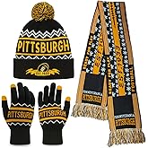 Vintage Classic Skull Cap Beanie Hat with Warm Gloves and ‌Extended Scarf Cuffed Winter Hat Knit Comes