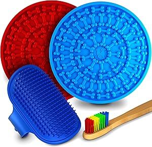 PetLicki 2-Pack Dog Lick Mat, Perfect Slow Feeder Pet Food Mat to Reduce Boredom & Anxiety, Bathing Distraction Device with Strong Suction and Anti-Slip Design, Calming mat for Anxiety Relief, 7-Inch