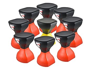 SARANGWARE Pinakin Stool Foldable Red & Black (Pack of 8) with Yellow & Black (Pack of 1)