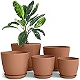 Utopia Home - Plastic Terracotta Pots with Drainage - 7/6.6/6/5.3/4.8 Inches Plant Pots or Flower Pots for Indoor Planter - Pack of 5 Plastic Planters, Cactus, Succulents Pot