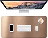 Hsurbtra PU Leather Desk Mat 75 x 37 cm XL Waterproof Non-Slip Gold