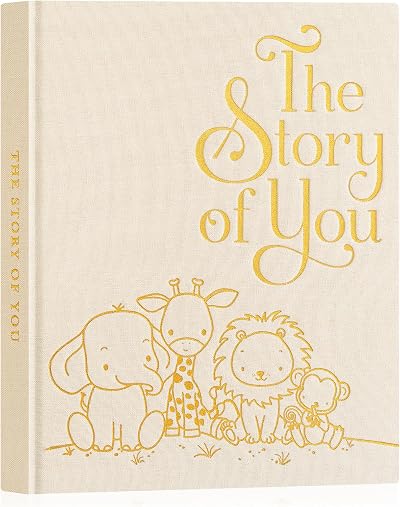 Lanpn Baby Memory Book for Boy Girl Linen Cover 154 Pages Beige