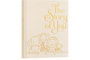 Lanpn Baby Memory Book for Boy Girl - The Story of You, Newborn Babys Book Keepsake Photo Album for New Parents, Linen Cover Baby First 5 Year Milestone Scrapbook Journal (Beige, 154 Pages)