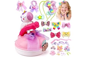 QIRPTEY DIY Bow Maker Headband & Jewelry Making Kit for Girls 6-8 8-10, Make Your Own Hair Bows, Arts and Crafts for Kids Girl Ages 4-8 8-12, Toys for 5 6 7 8 9 10+ Year Old Girls Birthday Christmas Gifts