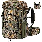 Kalkal Hunting Backpack with Buckle Quick-Release Rifle System, 42L Waterproof Silent Camo Bow Hunting Pack with Rain Cover