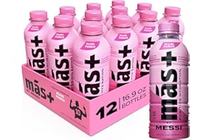 Más+ by Messi 16.9oz Miami Punch, Sports Drink & Hydration Beverage, Natural Flavors with Vitamins and Electrolytes, No Artificial Sweeteners or Colors, 12-pack