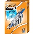 BIC Round Stic Grip Xtra Comfort Ballpoint Pens, Medium Point (1.2mm) Ink Pens, Black & Blue, Soft Grip For Added Comfort And Control, 36-Count (GSMG361-AST)