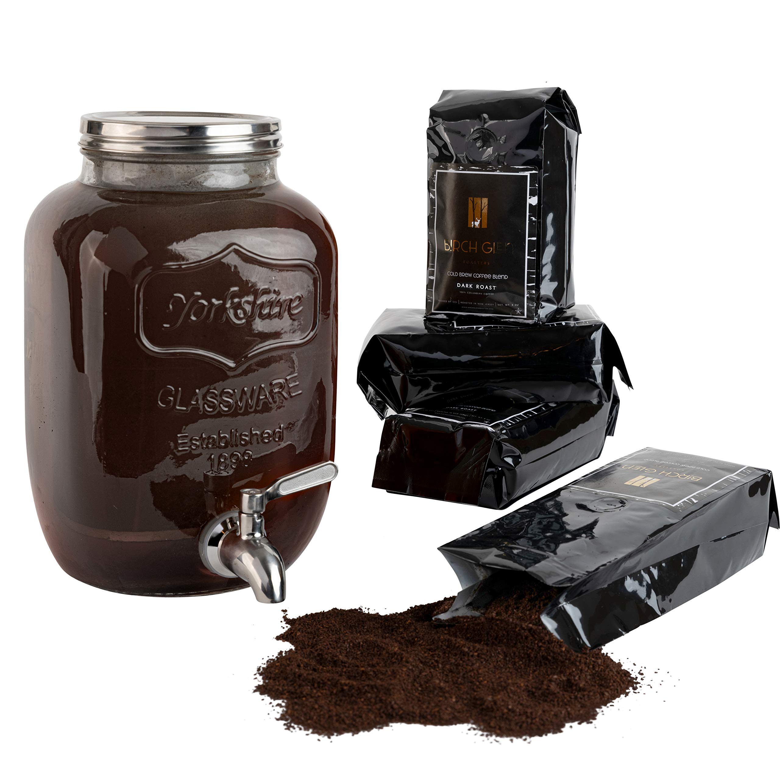 1 GALLON COLD Brew Coffee Maker with 2 lbs Colombian Coarsely Ground