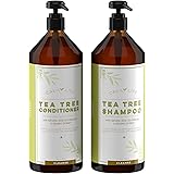 Calily Life Organic Tea Tree Shampoo + Conditioner with Dead Sea Minerals, Duo Set, 33.8 Oz. Each &ndash; Concentrated Extra-strength Formula - Removes Impurities, Refreshes, Softens and Invigorates