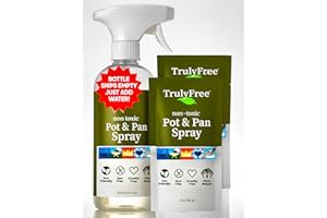 Truly Free Heavy Duty Pot & Pan Spray - Powerful Foaming Grease Remover, Multi-Purpose Kitchen Cleaner Spray Degreaser for Oven, Stoves, Grill & More, Citrus Scent - Includes 1 Empty Bottle & 2 Refill