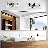 KOCUUY Black Bathroom Mirror 60"x24", Large Vanity Mirror with Rounded Corner, Metal Black Frame with Mordern Design for Bath