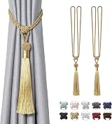 Pretty Jolly 2 Pack Long Tassel Curtain Tiebacks Gold Handmade Braided Rope