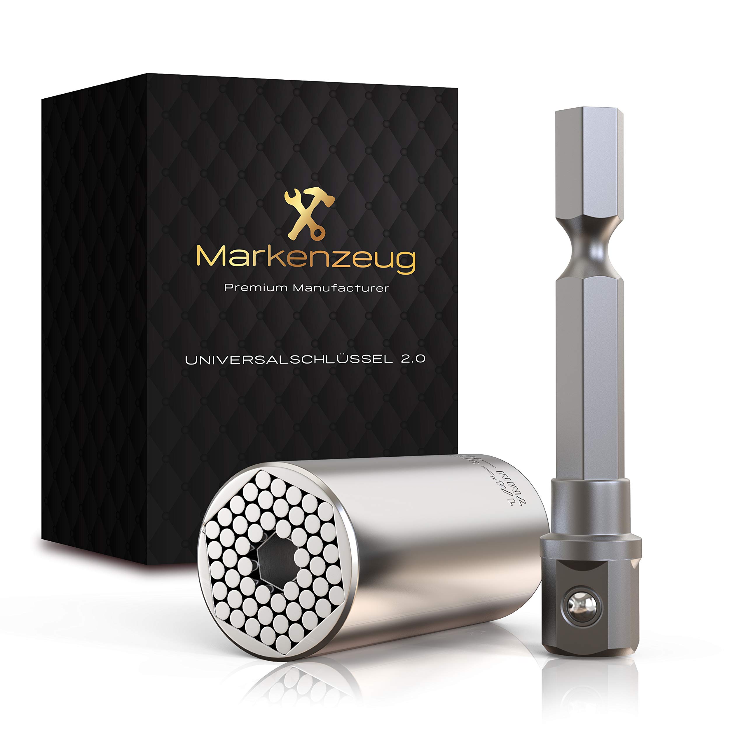 MARKENZEUG® THE Original Premium Universal Wrench I Improved Concept 2020 I Universal Socket Wrench I Multi Function Nut I Repair Hand Tool 7-19 mm with Adapter