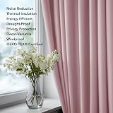 Deconovo Eyelet Curtains Blackout 42 x 54 Inch 2 Panels Pink Thermal view 9