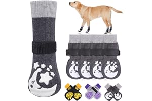 BEAUTYZOO Non-Slip Dog Socks to Prevent Licking Paws, Dog Shoes for Hot Pavement, Paw Protector Traction on Wood/Hardwood Floors- Grip That Works Even When Twisted-Senior Small Medium Large Dog Boots