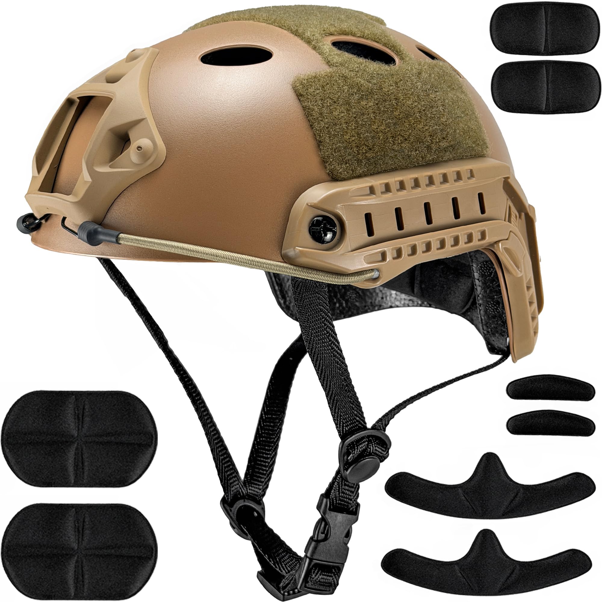 HANSTRONG GEAR Army Military Style SWAT Combat PJ Type Fast Helmet for CQB Shooting Airsoft Paintball DE