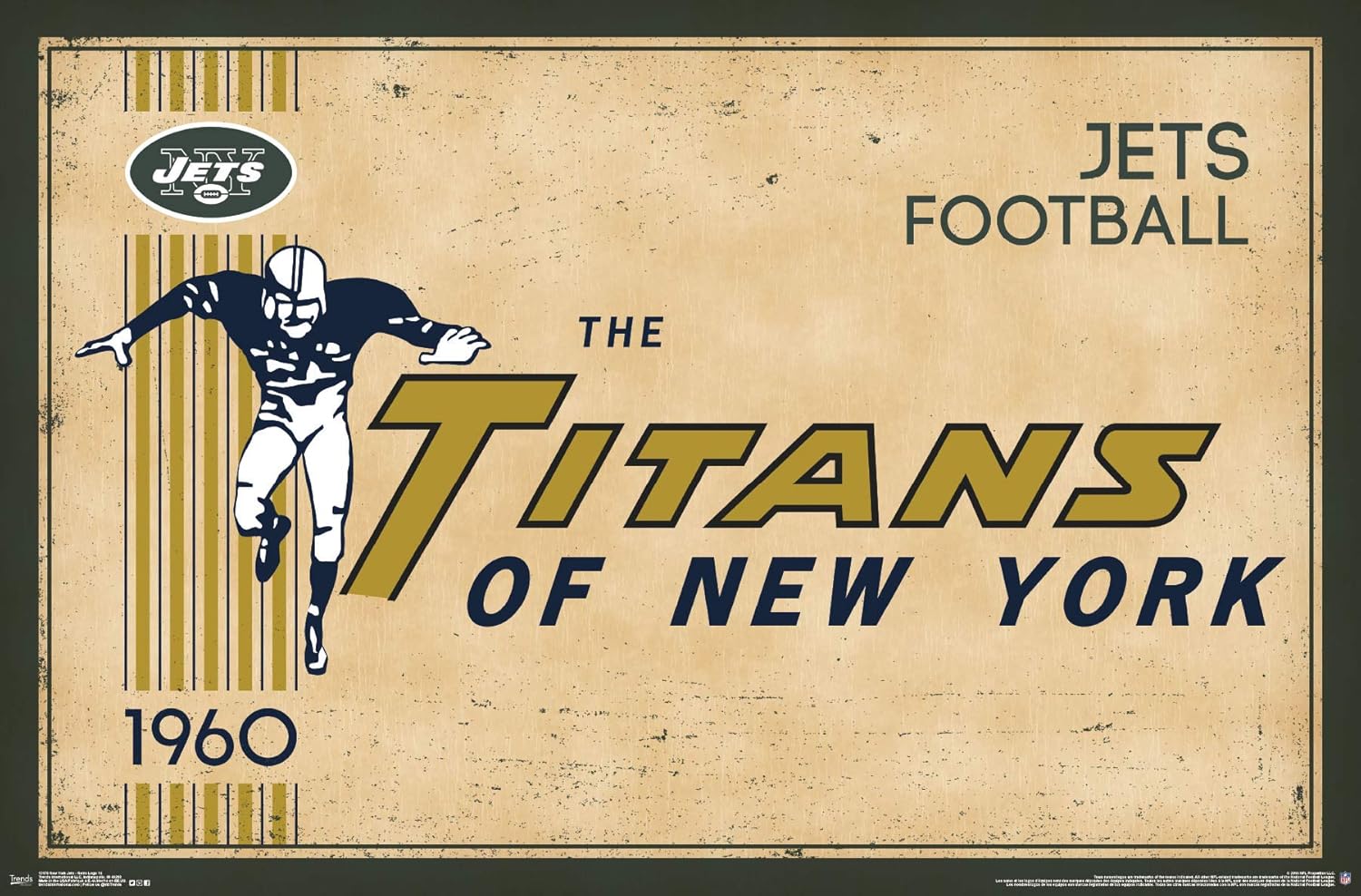 Trends International New York Jets Retro Logo Wall Poster 24.25 X 35.75