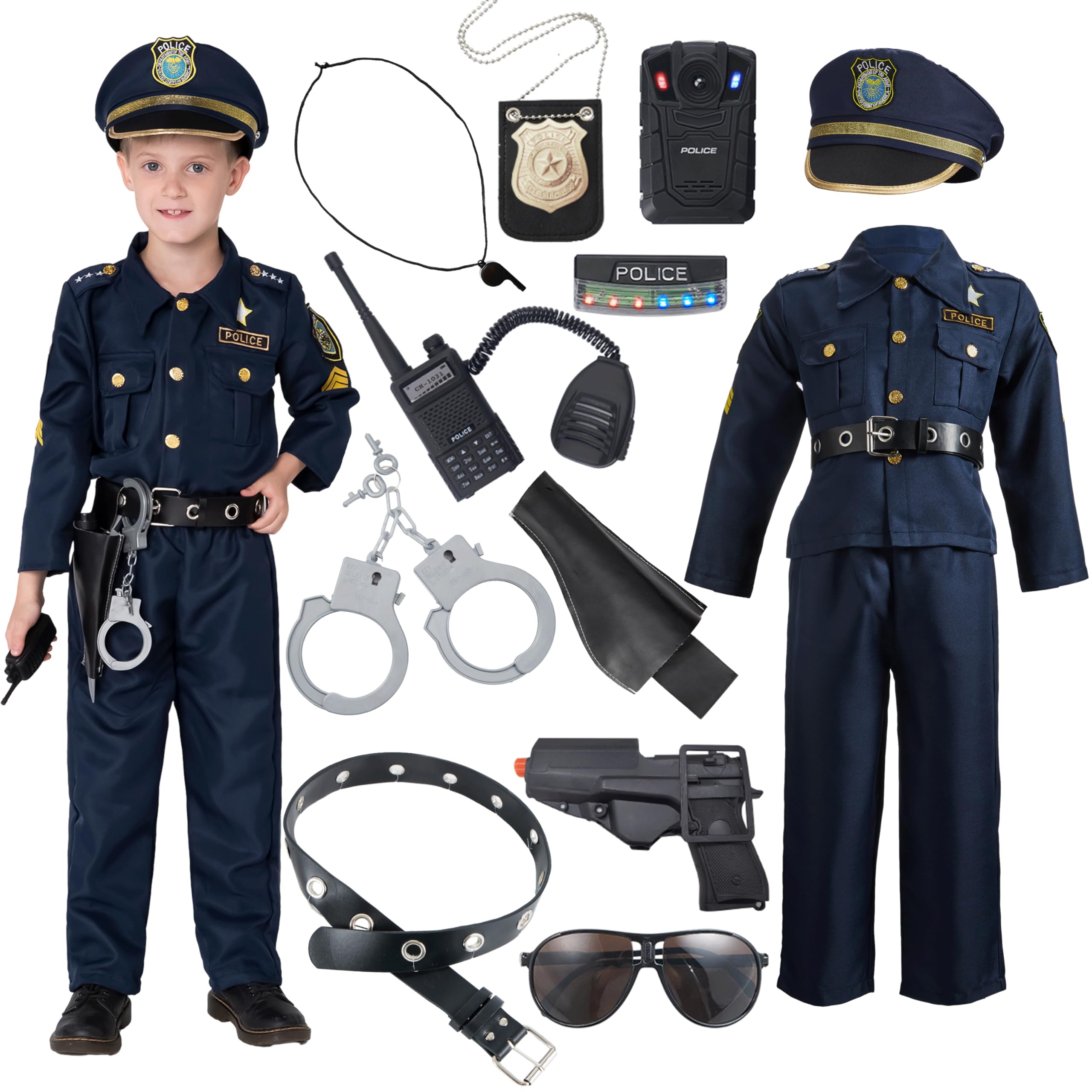 JOYIN Toy Halloween Toddler Police Costume, Police Officer Costume for Boys, Kids Cop Outfit for Halloween Pretend Roleplay